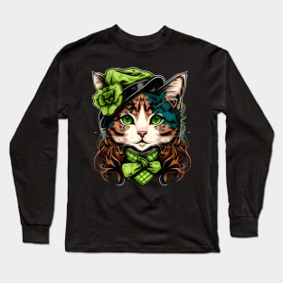 Beautiful Cat Lady St. Patrick's Day Long Sleeve T-Shirt